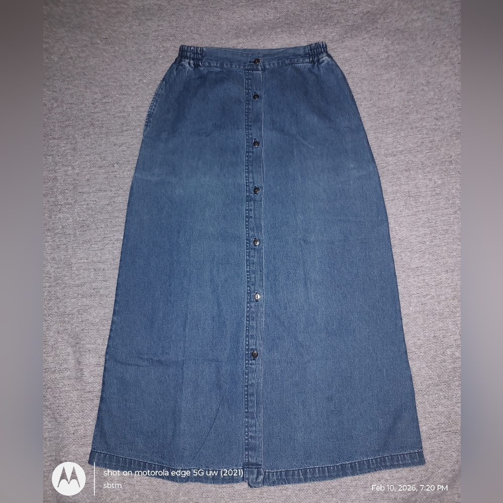 Bobbie Brooks 4 Denim Maxi Skirt Button Down